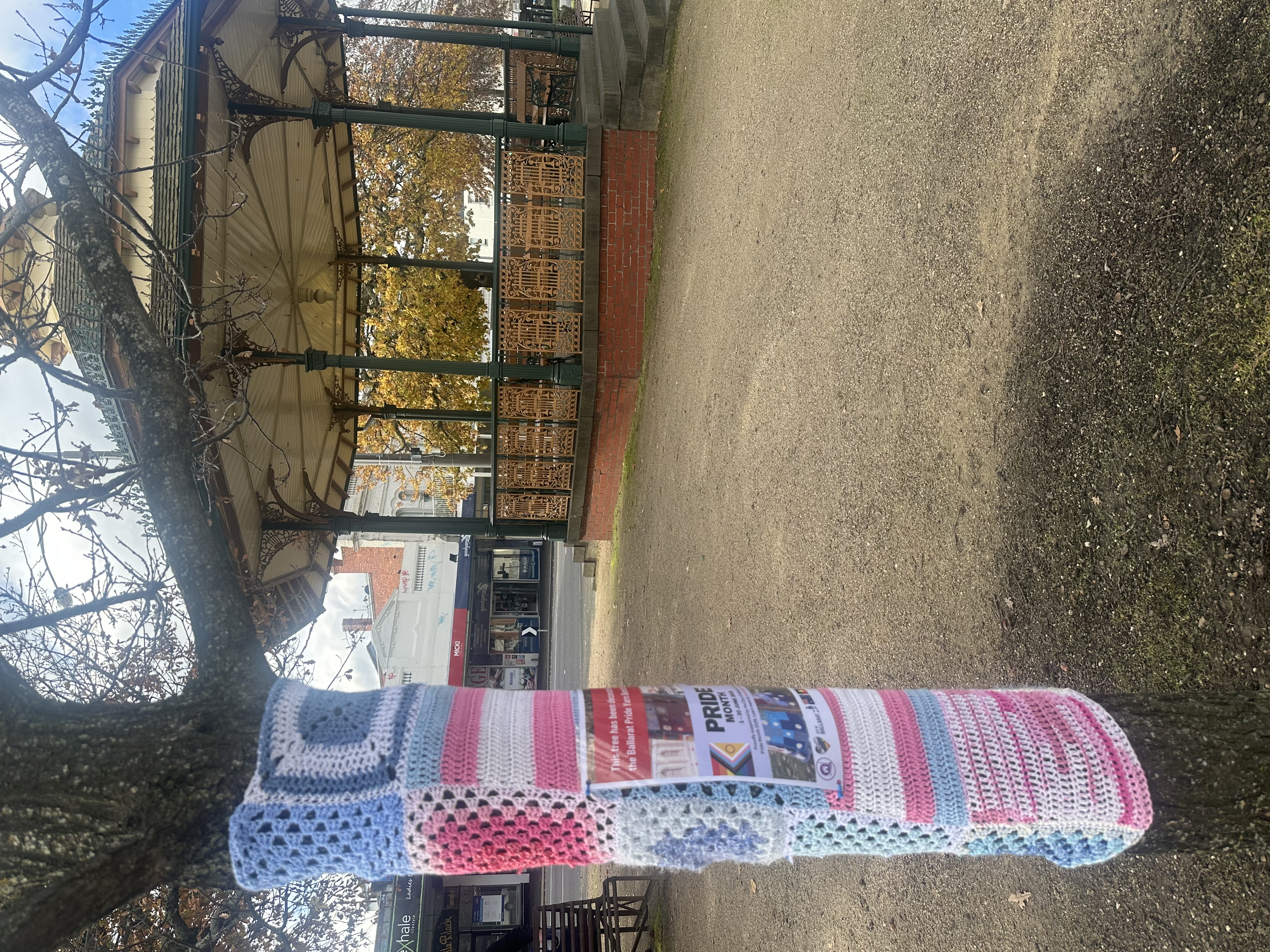 The Queen Alexandra Bandstand, near the intersection of Dawson St. and Sturt St.